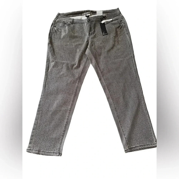 Lane Collection Jeans Women’s Size 24 Platinum Denim Embellished Stretch Skinny - Picture 1 of 8